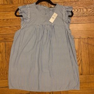 NWT LOFT Blue and White Striped Blouse